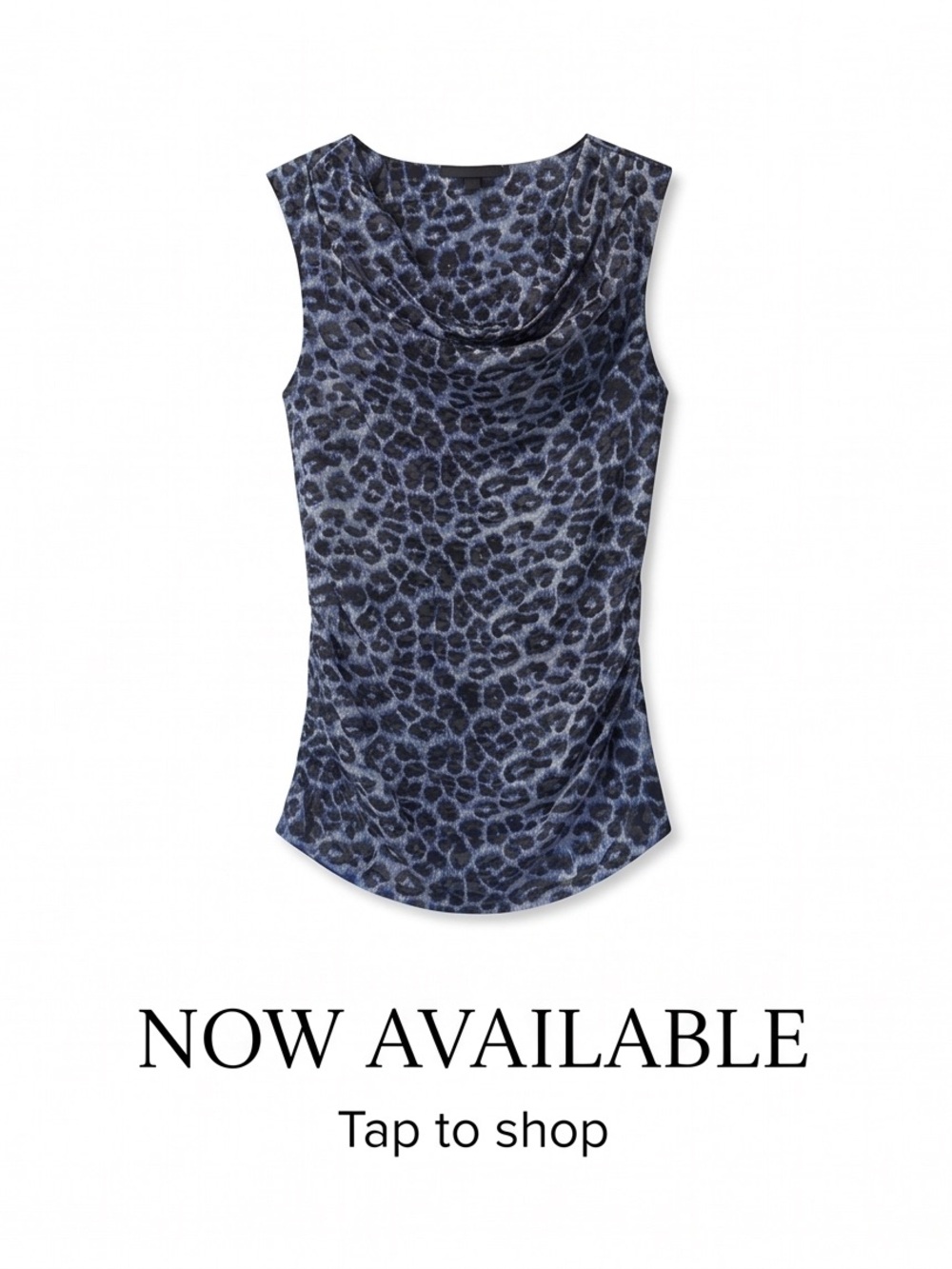 INC International Concepts Blue Leopard Print Cowl Neck Tank